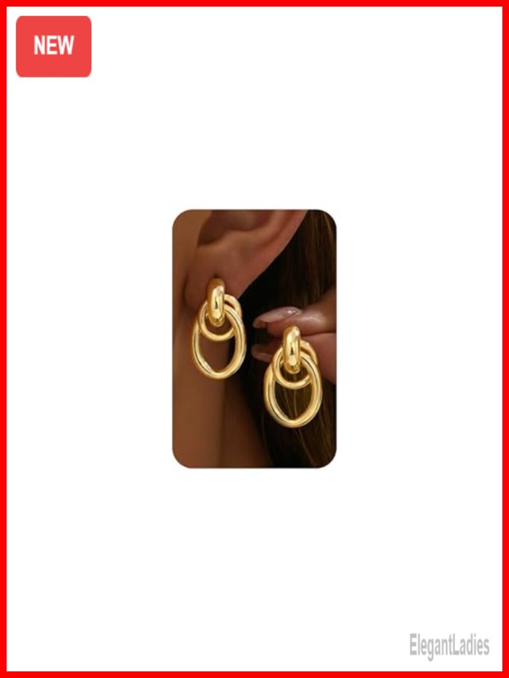 14K Gold Plated Chunky Statement Drop Dangle Earrings Hypoallergenic